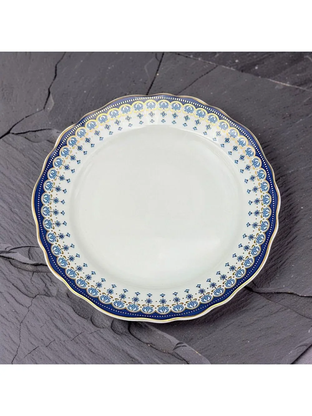 Rare Vintage Hutschenreuther Amesbury Germany Blue Gold Porcelain Plate 8